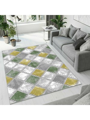 Colorix Carpet Dijital Baskı Dekoratif Kaymaz Taban Antibakteriyel Yıkanabilir Halı NO:2545