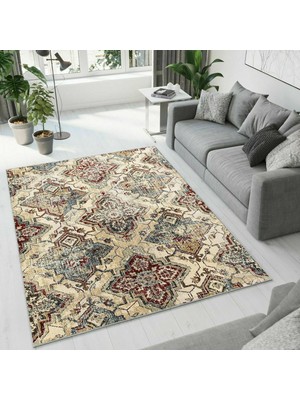 Colorix Carpet Dijital Baskı Dekoratif Kaymaz Taban Antibakteriyel Yıkanabilir Halı NO:2594