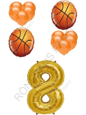 Feyza Design Altın Renkli Folyo ve Latex Balon Seti - Yaş 8