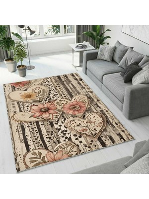 Colorix Carpet Dijital Baskı Dekoratif Kaymaz Taban Antibakteriyel Yıkanabilir Halı NO:2754