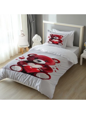 Kalpli Kırmızı Ayıcık Nevresim Takımı M76