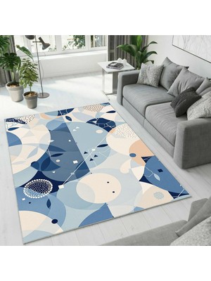 Colorix Carpet Dijital Baskı Dekoratif Kaymaz Taban Antibakteriyel Yıkanabilir Halı NO:2557