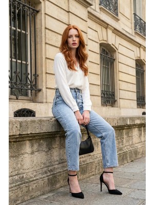 Hiccup Kadın My Fashıon Yüksek Bel Slim Fit Denim Pantolon Buz Mavisi