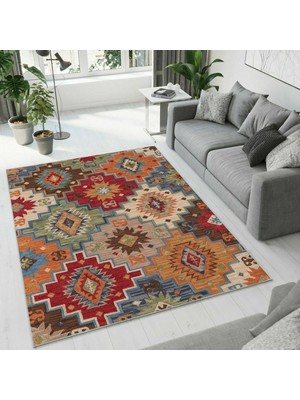 Colorix Carpet Dijital Baskı Dekoratif Kaymaz Taban Antibakteriyel Yıkanabilir Halı NO:2632