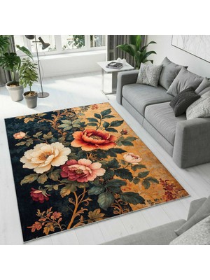 Colorix Carpet Dijital Baskı Dekoratif Kaymaz Taban Antibakteriyel Yıkanabilir Halı NO:2804