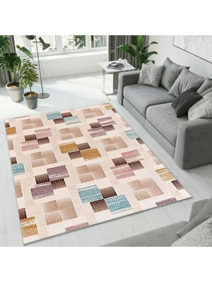 Colorix Carpet Dijital Baskı Dekoratif Kaymaz Taban Antibakteriyel Yıkanabilir Halı NO:2575