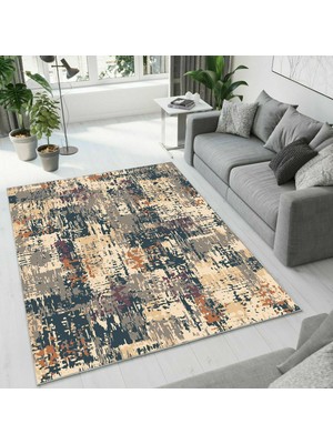 Colorix Carpet Dijital Baskı Dekoratif Kaymaz Taban Antibakteriyel Yıkanabilir Halı NO:2456