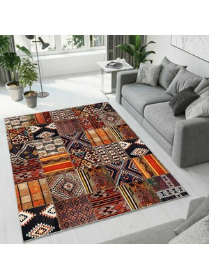 Colorix Carpet Dijital Baskı Dekoratif Kaymaz Taban Antibakteriyel Yıkanabilir Halı NO:2624