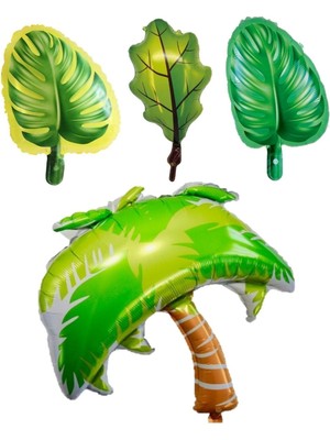 Feyza Design Yeşil Folyo Balon Seti - 3 Adet Yaprak Temalı Hobi & Eğlence