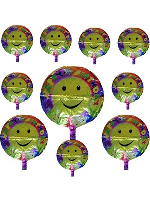 Feyza Design Gülen Emoji Temalı Parti Balonu Sarı 10 Adet 45 cm