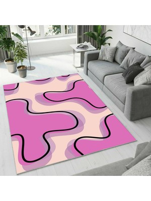 Colorix Carpet Dijital Baskı Dekoratif Kaymaz Taban Antibakteriyel Yıkanabilir Halı NO:2375