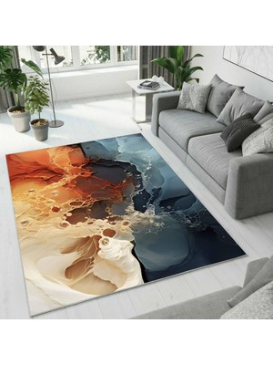 Colorix Carpet Dijital Baskı Dekoratif Kaymaz Taban Antibakteriyel Yıkanabilir Halı NO:2399