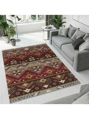Colorix Carpet Dijital Baskı Dekoratif Kaymaz Taban Antibakteriyel Yıkanabilir Halı NO:2635