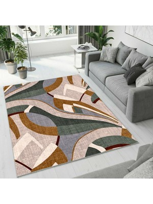 Colorix Carpet Dijital Baskı Dekoratif Kaymaz Taban Antibakteriyel Yıkanabilir Halı NO:2657