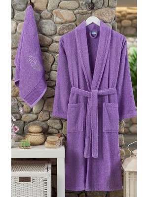 Biçomi Bicomi Ultra Emici %100 Pamuklu Lavanta Bornoz & Havlu Seti – Cilt Dostu Konfor Paketi