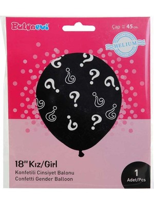 Feyza Design Pembe 18'' Konfetili Kız Temalı Düz Balon 2+2 Seti