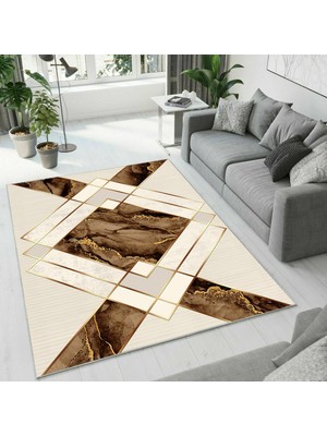 Colorix Carpet Dijital Baskı Dekoratif Kaymaz Taban Antibakteriyel Yıkanabilir Halı NO:2574