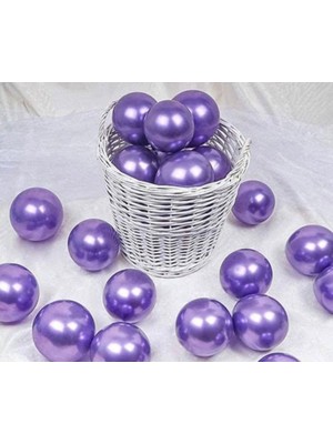 Feyza Design 5 Inç Mini Mor Krom Balon 20 Adet - Eğlence ve Partiler Için