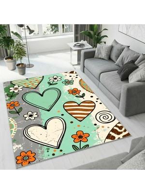 Colorix Carpet Dijital Baskı Dekoratif Kaymaz Taban Antibakteriyel Yıkanabilir Halı NO:2751