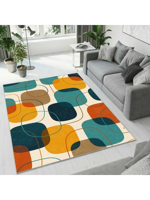 Colorix Carpet Dijital Baskı Dekoratif Kaymaz Taban Antibakteriyel Yıkanabilir Halı NO:2537