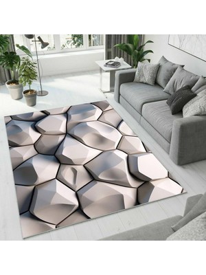 Colorix Carpet Dijital Baskı Dekoratif Kaymaz Taban Antibakteriyel Yıkanabilir Halı NO:2427
