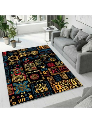 Colorix Carpet Dijital Baskı Dekoratif Kaymaz Taban Antibakteriyel Yıkanabilir Halı NO:2640