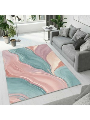 Colorix Carpet Dijital Baskı Dekoratif Kaymaz Taban Antibakteriyel Yıkanabilir Halı NO:2664