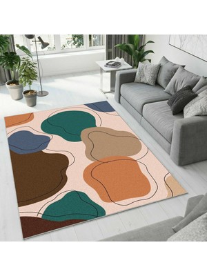 Colorix Carpet Dijital Baskı Dekoratif Kaymaz Taban Antibakteriyel Yıkanabilir Halı NO:2660
