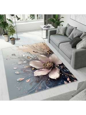 Colorix Carpet Dijital Baskı Dekoratif Kaymaz Taban Antibakteriyel Yıkanabilir Halı NO:2706