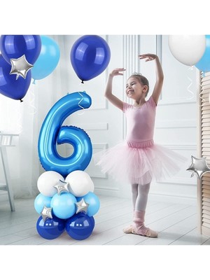 Feyza Design Mavi Rakam Balon Karşılama Seti Yaş 6 - Eğlence ve Parti Malzemeleri