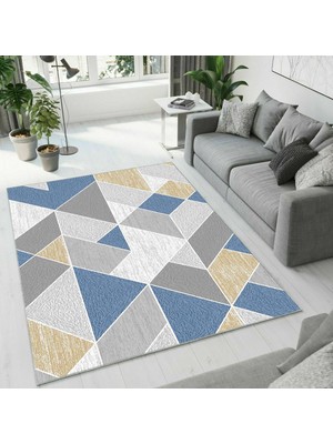 Colorix Carpet Dijital Baskı Dekoratif Kaymaz Taban Antibakteriyel Yıkanabilir Halı NO:2560