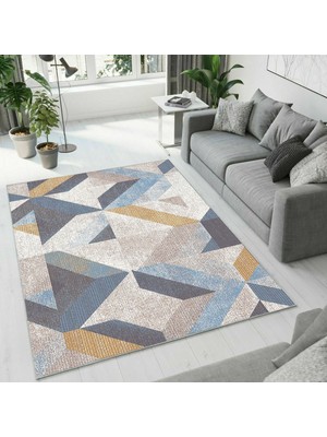Colorix Carpet Dijital Baskı Dekoratif Kaymaz Taban Antibakteriyel Yıkanabilir Halı NO:2570