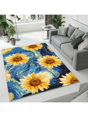 Colorix Carpet Dijital Baskı Dekoratif Kaymaz Taban Antibakteriyel Yıkanabilir Halı NO:2417