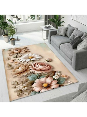 Colorix Carpet Dijital Baskı Dekoratif Kaymaz Taban Antibakteriyel Yıkanabilir Halı NO:2712