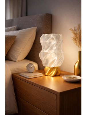 Neolab Aura Serisi Gold Tabanlı Modern Tasarım Buzlu Cam Efektli Dekoratif Masa Lambası