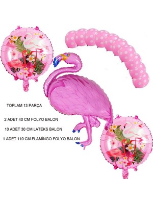 Feyza Design Tropical Hawaiian Flamingo Balon Seti Pembe 13 Parça