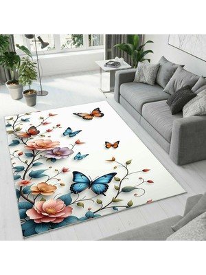 Colorix Carpet Dijital Baskı Dekoratif Kaymaz Taban Antibakteriyel Yıkanabilir Halı NO:2708