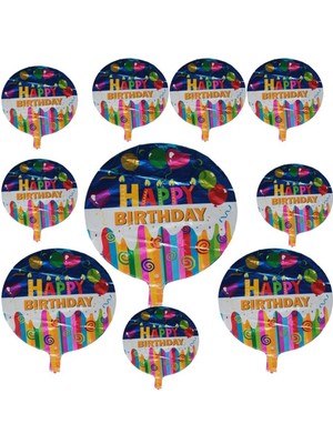 Feyza Design Renkli Happy Birthday Parti Balonu 10 Adet 45 cm