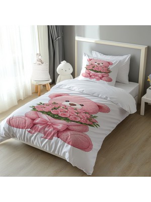 Ayıcık ve Çiçek Buketi Nevresim Takımı M77