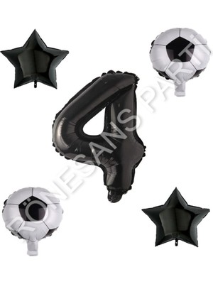 Feyza Design Yıldız Rakam Balon Seti Siyah - 4 Yaş Partisi Malzemeleri