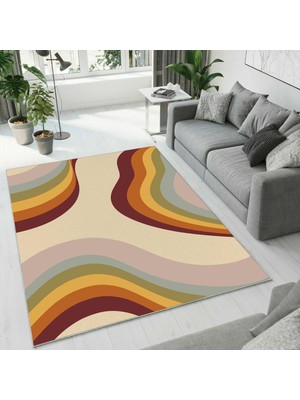 Colorix Carpet Dijital Baskı Dekoratif Kaymaz Taban Antibakteriyel Yıkanabilir Halı NO:2373