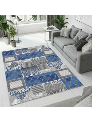 Colorix Carpet Dijital Baskı Dekoratif Kaymaz Taban Antibakteriyel Yıkanabilir Halı NO:2599