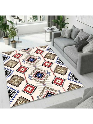 Colorix Carpet Dijital Baskı Dekoratif Kaymaz Taban Antibakteriyel Yıkanabilir Halı NO:2637