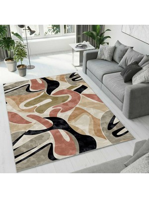 Colorix Carpet Dijital Baskı Dekoratif Kaymaz Taban Antibakteriyel Yıkanabilir Halı NO:2658