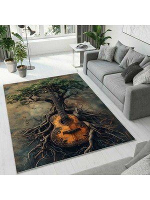 Colorix Carpet Dijital Baskı Dekoratif Kaymaz Taban Antibakteriyel Yıkanabilir Halı NO:2419