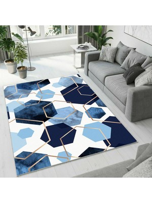 Colorix Carpet Dijital Baskı Dekoratif Kaymaz Taban Antibakteriyel Yıkanabilir Halı NO:2564
