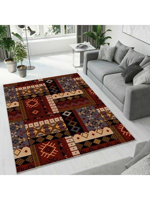 Colorix Carpet Dijital Baskı Dekoratif Kaymaz Taban Antibakteriyel Yıkanabilir Halı NO:2619