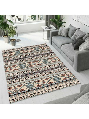 Colorix Carpet Dijital Baskı Dekoratif Kaymaz Taban Antibakteriyel Yıkanabilir Halı NO:2628