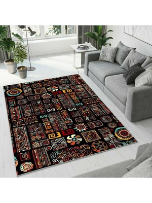 Colorix Carpet Dijital Baskı Dekoratif Kaymaz Taban Antibakteriyel Yıkanabilir Halı NO:2641
