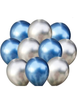 Feyza Design Mavi 5 Inç Mini Krom Balon 20 Adet